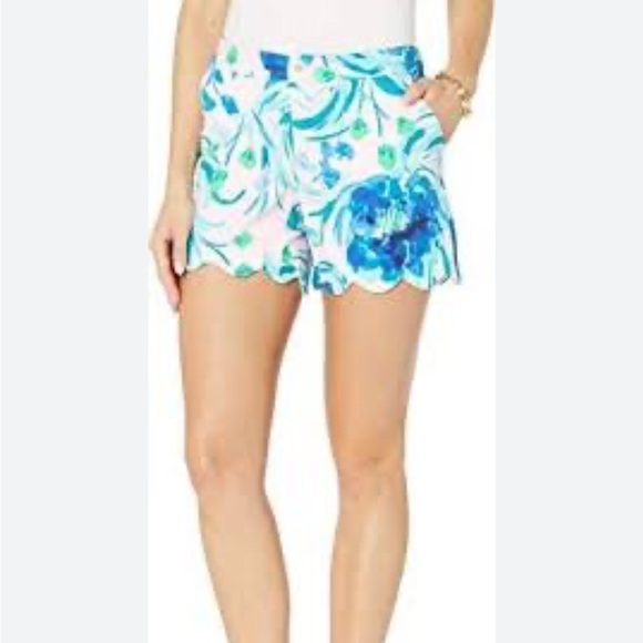 Lilly Pulitzer Buttercup Knit Short Sweet Pea Pink Tropics Floral Sz 8 - Picture 2 of 10